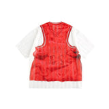 Fake Two Piece Graphic Print V-Neck Basketball T-Shirt