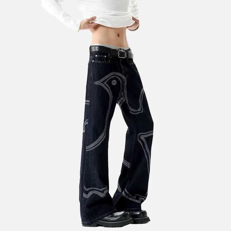 Vintage Chic Multistitch Denim Jeans