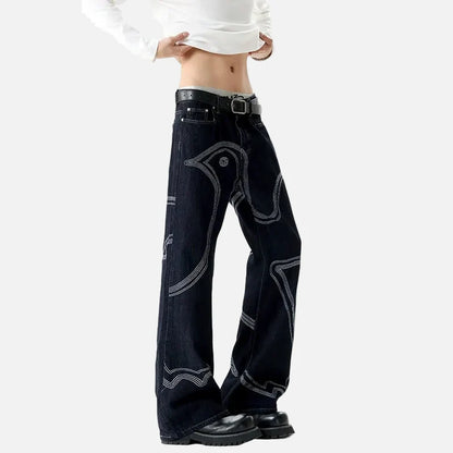 Vintage Chic Multistitch Denim Jeans