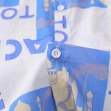 India Collage Print Button-Up Shirt
