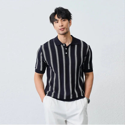 Men's Luxury Striped Casual Business Polo T-Shirt