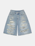 Plush Stylish Ripped Holes Denim Jorts