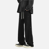Solid Color Drawstring Sports Wide Leg Jogger