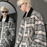 Versatile Patchwork Plaid Lapel Color Block Jacket