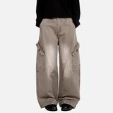 Retro Mid Waist Cotton Cargo Pants