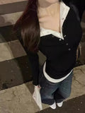 Layered Buttoned Long-Sleeve T-shirt