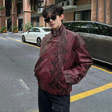 Y2K Riveted Snakeskin PU Leather Jacket