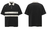 Retro Punk Grunge Patched Ripped Polo Collar T-Shirt