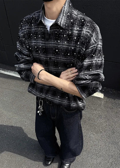 Breathable Starry Grid Long Sleeve Shirt