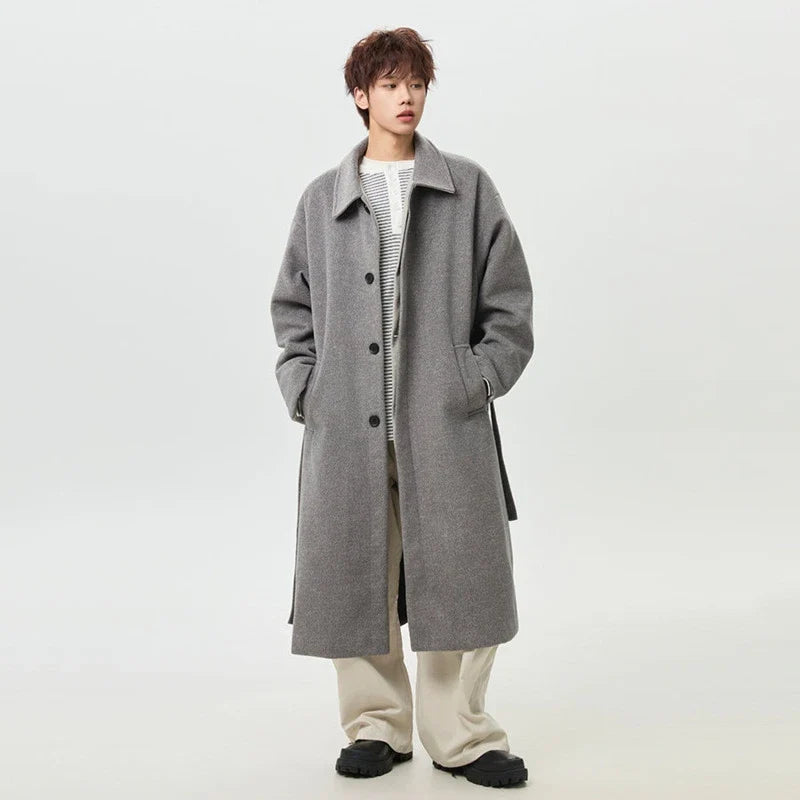 Korean Style Simple Solid Color Woolen Coat