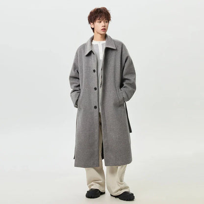 Korean Style Simple Solid Color Woolen Coat