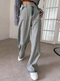 Colorblock Designer Loose High Waist Jeans