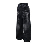 Trendy Oversized Denim Wide Leg Pants