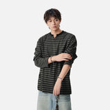 Striped Notch Neck Casual Long Sleeve T-Shirt