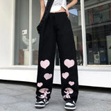 Skulls Print Loose Hearts Wide Leg Pants