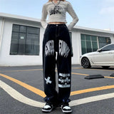 Streertwear Black Star Print High Jeans