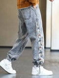 Baggy Bear Patchwork Denim Pants