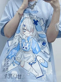Cute Japanese Cartoon Print Oversized T-Shirt