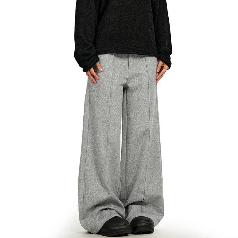 American Style Simple Solid Color Wide Leg Sweatpants