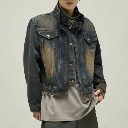 Retro Distressed Japanese Denim Jacket