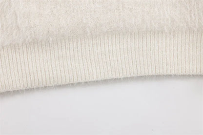 Fuzzy Oversized Cat Print Knit Jumper Sweater