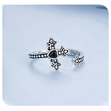 Faith Cross Black Zircon 925 Sterling Silver Ring