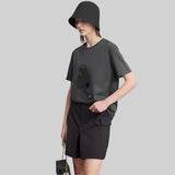 Minimalist Collegiate Style Printed Lyocell T-Shirt