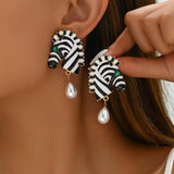 Shiny Crystal Zebra Dangle Earrings