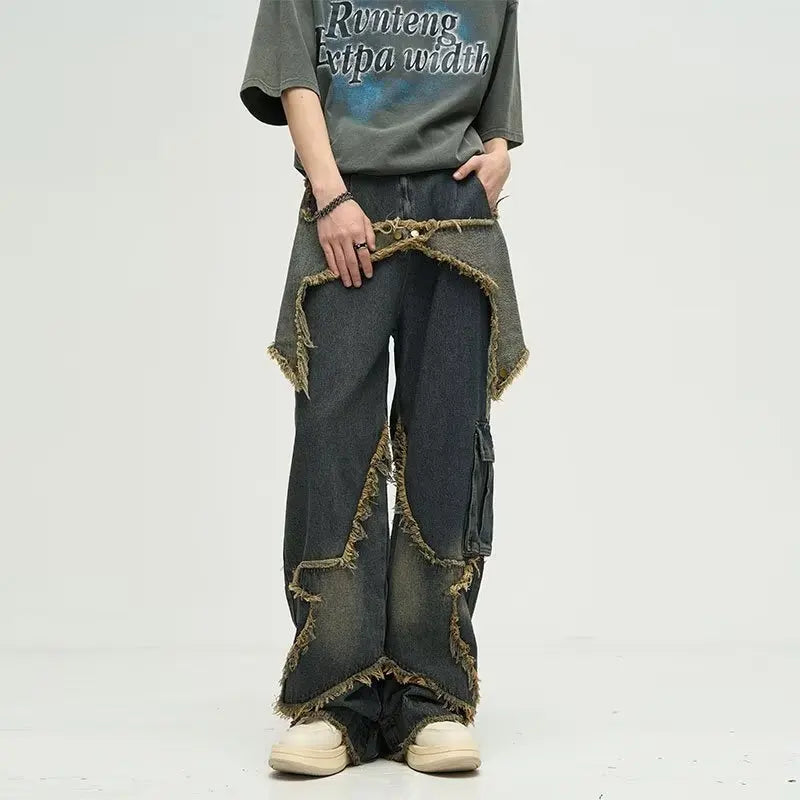 Work & Play Retro Design Five Star Straight Jeans