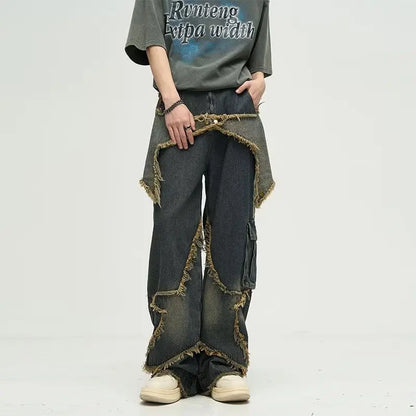 Work & Play Retro Design Five Star Straight Jeans