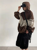 Color Block Hooded Oversized Jacket