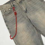 Cozy Vintage Red Chain Pendant Jeans