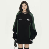 Retro Black Green Oversized Sweatshirt
