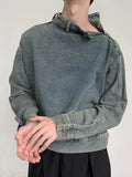Y2K Washed Buckle Collar Motorcycle Denim Jacket
