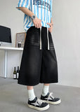 Comfortable Elastic Drawstring Waist Denim Jorts