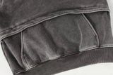 Washed Distressed Front Pocket Spliced Hoodie