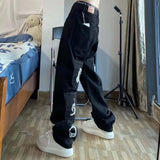 Skull Hand Signs Black Baggy Jeans