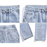 Cross Patch Denim Pants