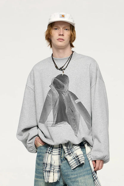 Model wearing the light gray Veiled Aesthetic Sweatshirt