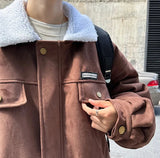 Korean Velvet Fur Collar Padded Parka Jacket
