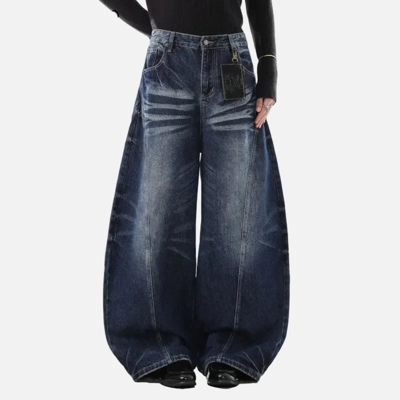 Y2K American Style Moustache Effect Jeans