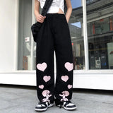 Skulls Print Loose Hearts Wide Leg Pants