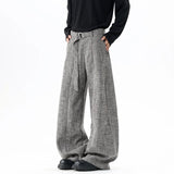 Classic Korean Style Belt Design Suit Pants
