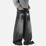 Vintage Lightning Pattern Baggy Loose Jeans