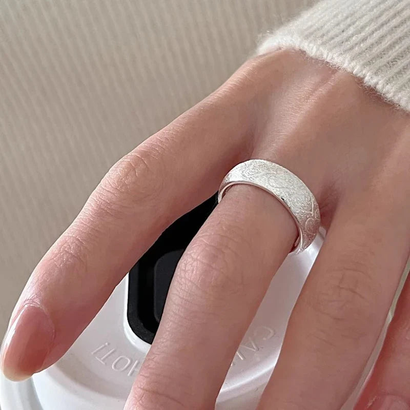 Heart Link Geometric Punk Stackable Ring