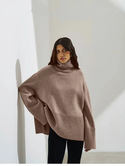 Cozy Knit Split Pullover Sweater Women