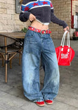 American Style Casual Wide Leg Cargo Jeans