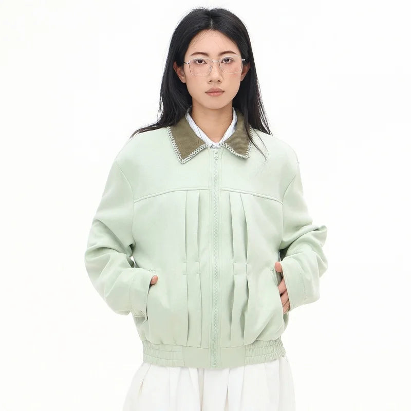 High Quality Green Lapel Aviator Jacket