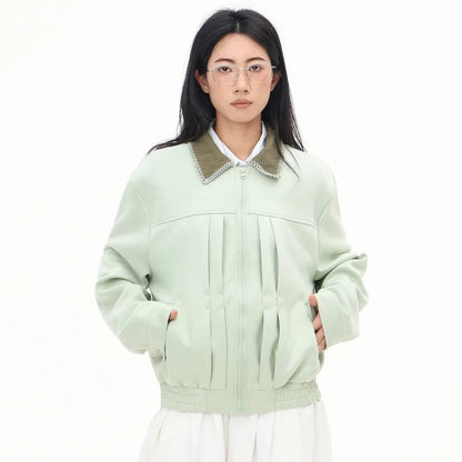 High Quality Green Lapel Aviator Jacket