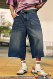 American Streetwear Two Tone Washed Denim Jorts